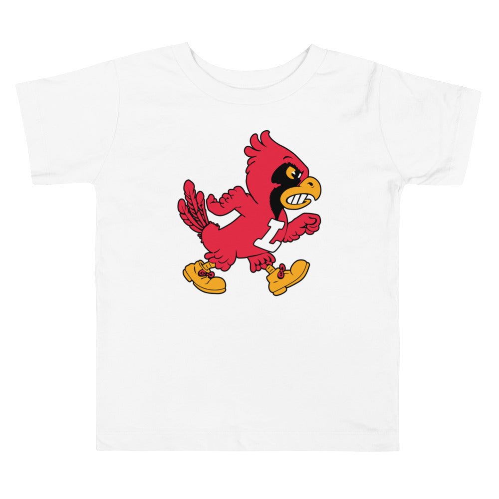 Vintage Louisville Toddler T Shirt - 1940s Marching Cardinal Mascot Art 4T / White