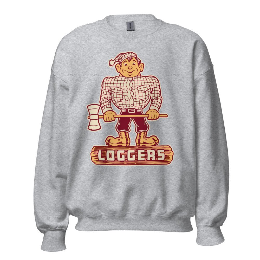 Rivalry Week Vintage Puget Sound Crew Neck Sweatshirt - 1950s Happy Logger Art S / Maroon