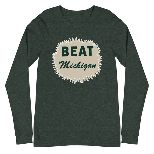 Beat Michigan Long Sleeve Shirt - 1953 Michigan State Pin Art Long Sleeve Shirt - Rivalry Week