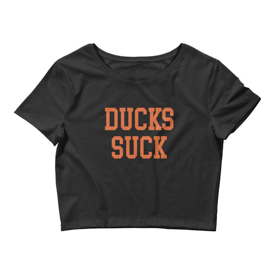 Ducks Suck Oregon State Crop Top Black Crop Top - rivalryweek
