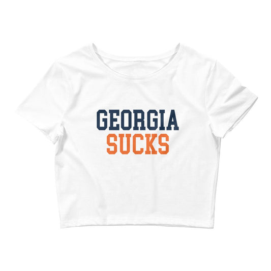 Georgia Sucks Auburn Rivalry Crop Top White Crop Top - rivalryweek