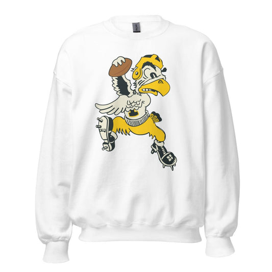 Iowa Football Vintage Crew Neck Sweatshirt - 1949 Hawkeye Spike Art Sweatshirt - rivalryweek