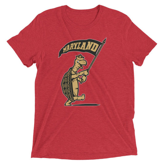 Maryland Vintage Tri-Blend Shirt - 1930s Flag Toting Turtle Art Tri-Blend - rivalryweek