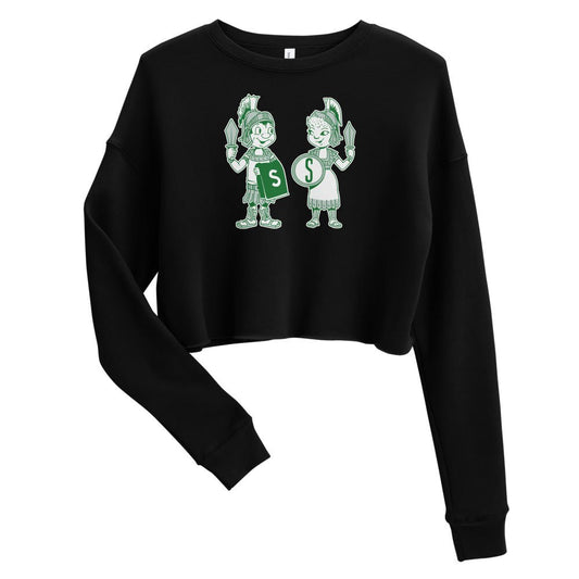 Michigan State Vintage Women's Cropped Sweatshirt - 1950s Spartan Couple Art Cropped Sweatshirt - rivalryweek