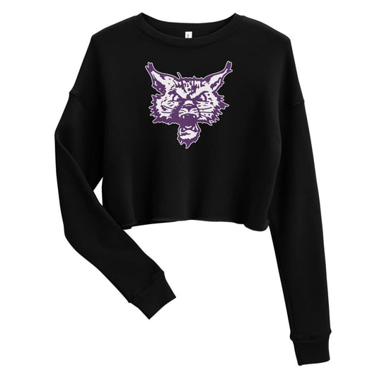 Retro Northwestern Women's Cropped Sweatshirt - 1950s Roaring Wild Cat Art Cropped Sweatshirt - Rivalry Week