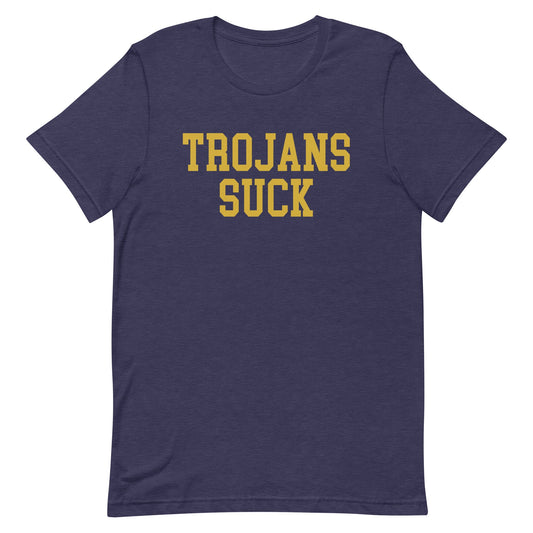 Trojans Suck Notre Dame Rivalry T Shirt Heather Navy Blue Shirt - rivalryweek