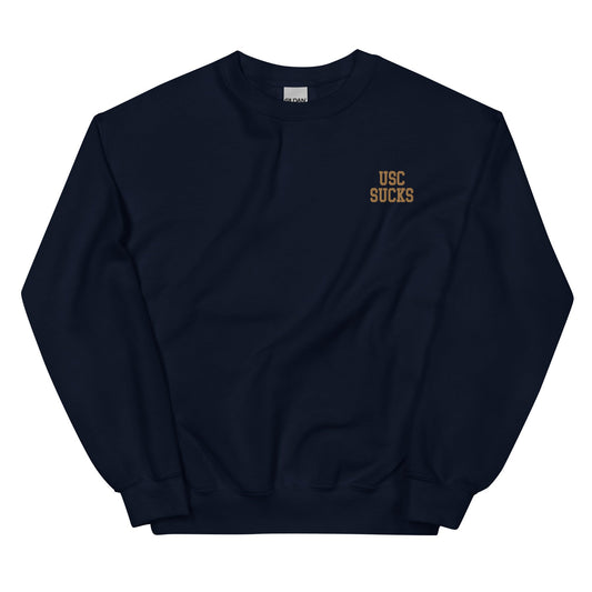 USC Sucks Notre Dame Embroidered Crew Neck Sweatshirt - rivalryweek