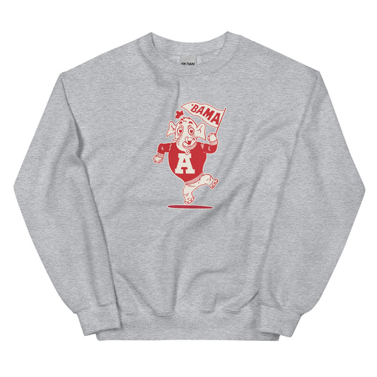 Vintage Alabama Crew Neck Sweatshirt - 1950's Red Elephants Art Sweatshirt - rivalryweek
