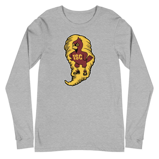 Vintage Iowa State Long Sleeve Shirt - 1940s Iowa State Cardinal Mascot Art Long Sleeve Shirt - rivalryweek