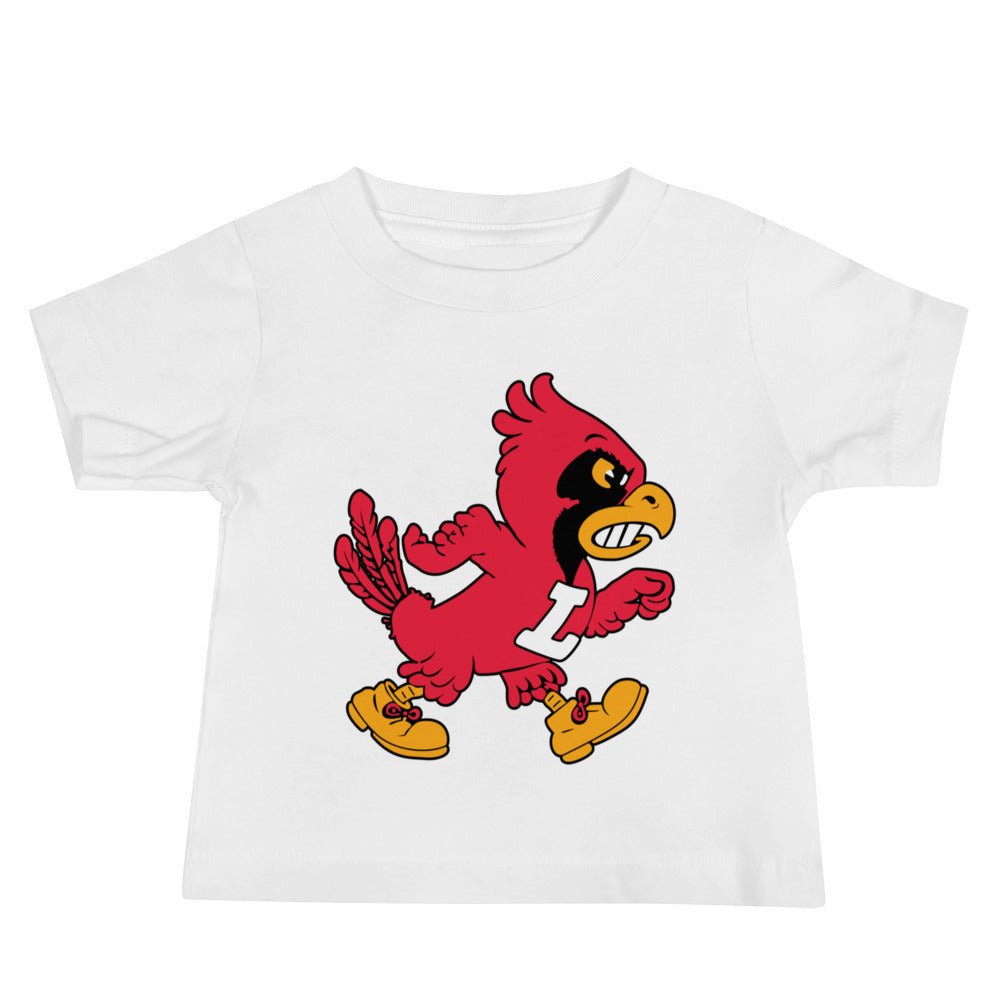 Vintage Louisville Baby T Shirt - 1940s Marching Cardinal Mascot Art 6-12m / White