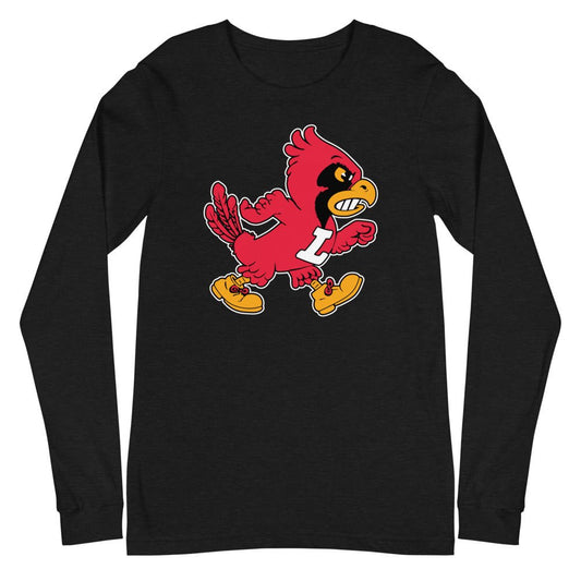 Vintage Louisville Long Sleeve Shirt - 1940s Marching Cardinal Mascot Art Long Sleeve Shirt - rivalryweek