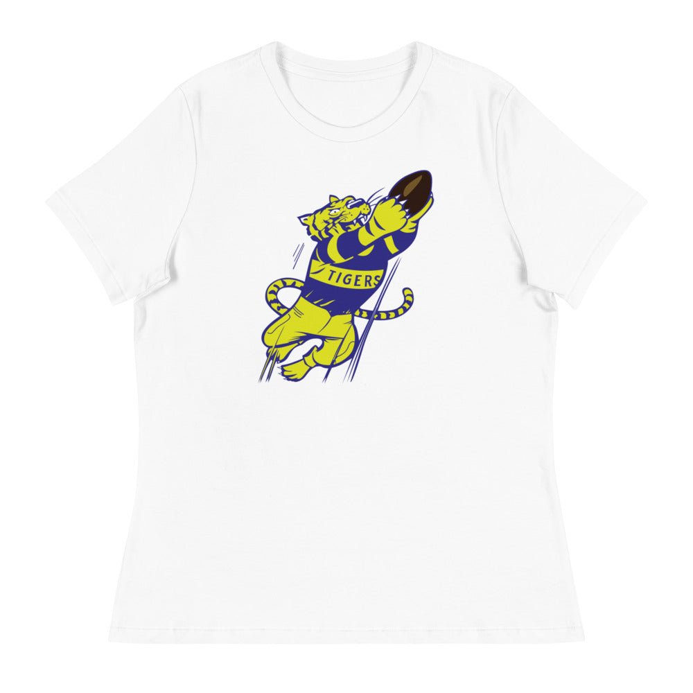 Vintage LSU Football Women's Relaxed Shirt - 1950s Tiger Football Art W Relaxed T Shirt - rivalryweek