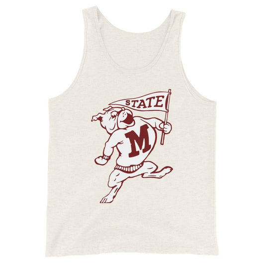 Vintage Missississippi State Men's Tank Top - 1950s Flag Waiving Bulldogs Art Mens Tank Top - rivalryweek