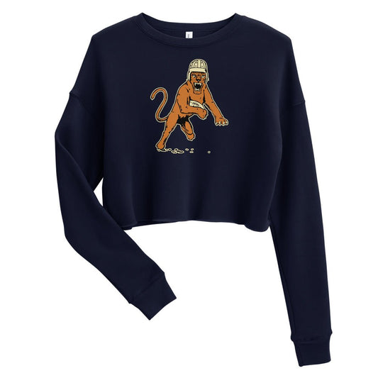 Vintage Pitt Football Women's Cropped Sweatshirt - 1940s Panther Football Mascot Art Cropped Sweatshirt - Rivalry Week