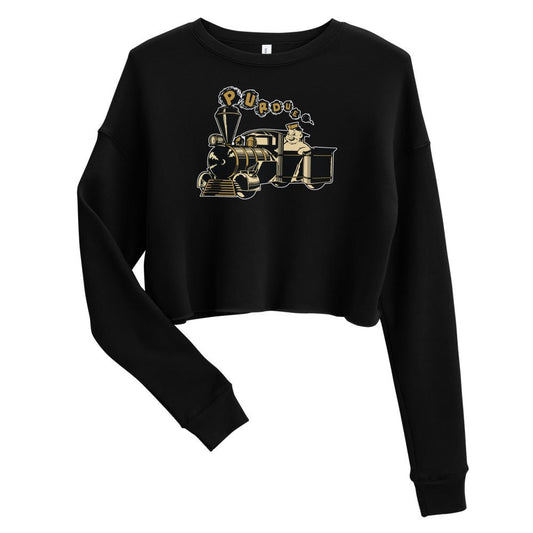 Vintage Purdue Women's Cropped Sweatshirt - 1940s Conductor Pete Art Cropped Sweatshirt - Rivalry Week