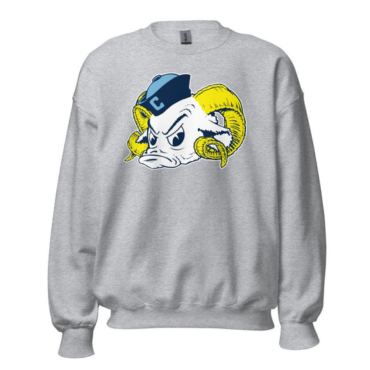 Vintage UNC Crew Neck Sweatshirt - 1950s Sailor Tarheel Mascot Art Sweatshirt - Rivalry Week