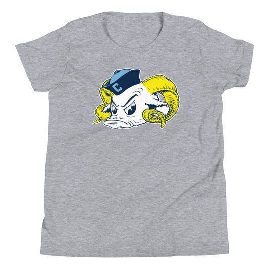 Vintage UNC Kids Youth Shirt - 1950s Sailor Tarheel Mascot Art Youth Staple Tee - Rivalry Week