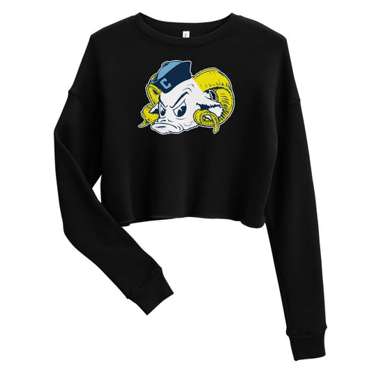 Vintage UNC Women's Cropped Sweatshirt - 1950s Sailor Tarheel Mascot Art Cropped Sweatshirt - Rivalry Week