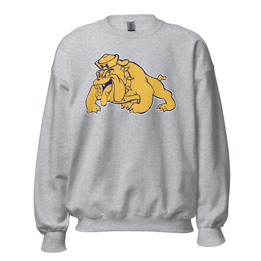 Allan Hancock College Bulldog Crew Neck Sweatshirt - 1950s Vintage Sailor Hat Mascot Art Sweatshirt - rivalryweek