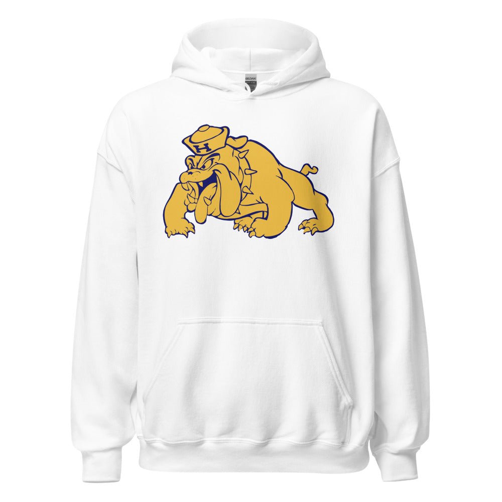 Allan Hancock College Bulldog Hoodie - 1950s Vintage Sailor Hat Mascot Art Hoodie - rivalryweek