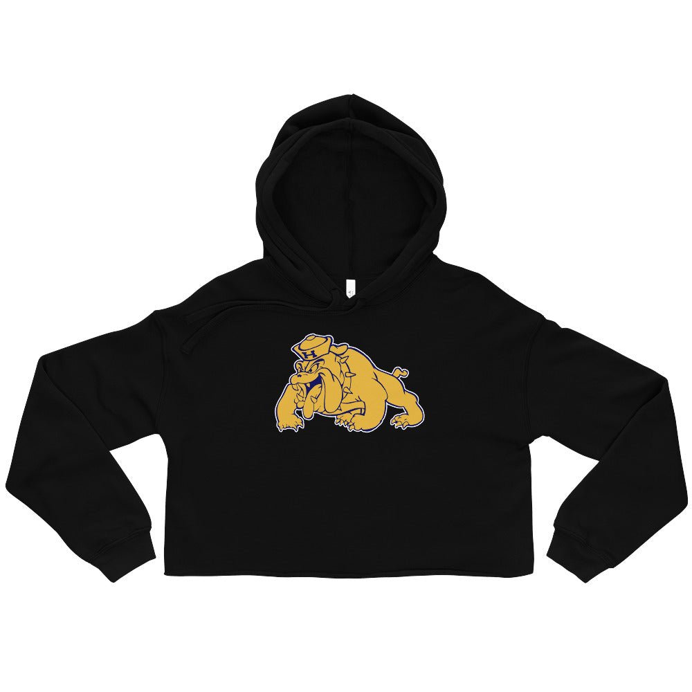 Allan Hancock College Bulldog Women's Cropped Hoodie - 1950s Vintage Sailor Hat Mascot Art Cropped Hoodie - rivalryweek