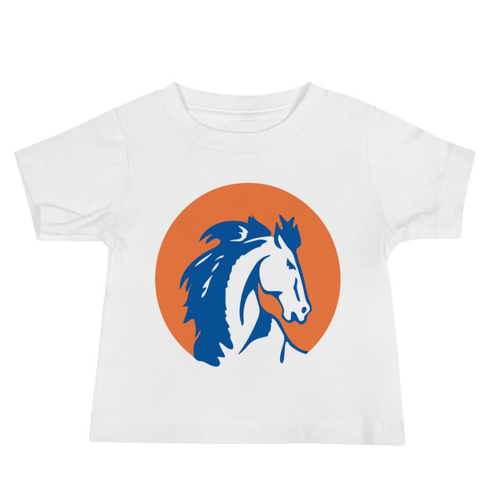 Boise State Vintage Baby T Shirt - 1957 Rising Sun Bronco Art Baby Staple Tee - rivalryweek