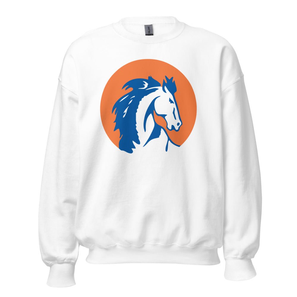 Boise State Vintage Crew Neck Sweatshirt - 1957 Rising Sun Bronco Art Sweatshirt - rivalryweek