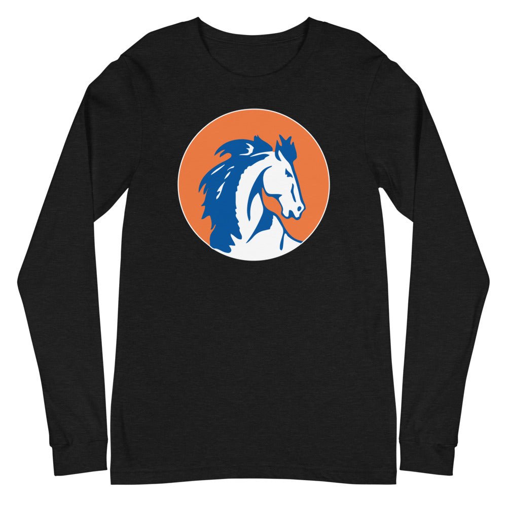 Boise State Vintage Long Sleeve Shirt - 1957 Rising Sun Bronco Art Long Sleeve Shirt - rivalryweek