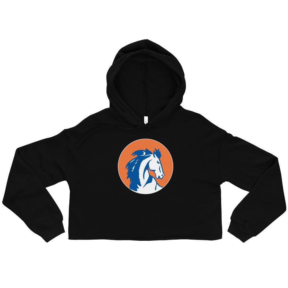 Boise State Vintage Women's Cropped Hoodie - 1957 Rising Sun Bronco Art Cropped Hoodie - rivalryweek