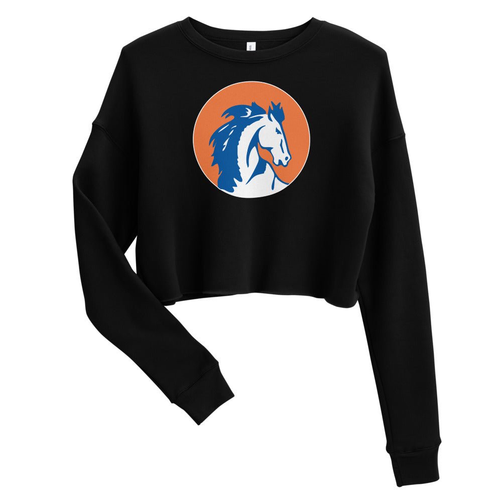 Boise State Vintage Women's Cropped Sweatshirt - 1957 Rising Sun Bronco Art Cropped Sweatshirt - rivalryweek