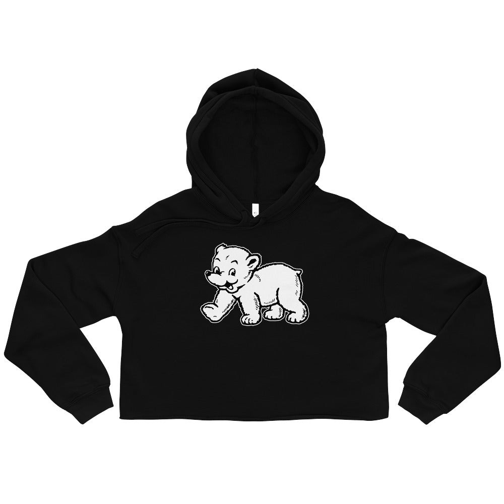 Bowdoin Polar Bears Women's Cropped Hoodie - 1940s Vintage Mascot Art Art Cropped Hoodie - rivalryweek