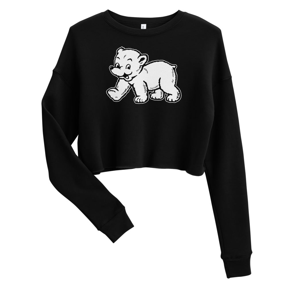 Bowdoin Polar Bears Women's Cropped Sweatshirt - 1940s Vintage Mascot Art Art Cropped Sweatshirt - rivalryweek