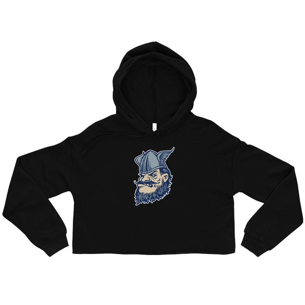 BYU Idaho Vintage Women's Cropped Hoodie - 1940s Rick's Vikings Art Cropped Hoodie - rivalryweek