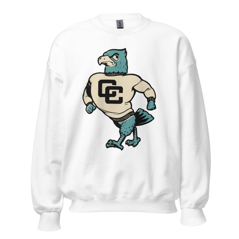 Cabrillo College Crew Neck Sweatshirt - 1960 Vintage Struttin' Seahawk Art Sweatshirt - rivalryweek