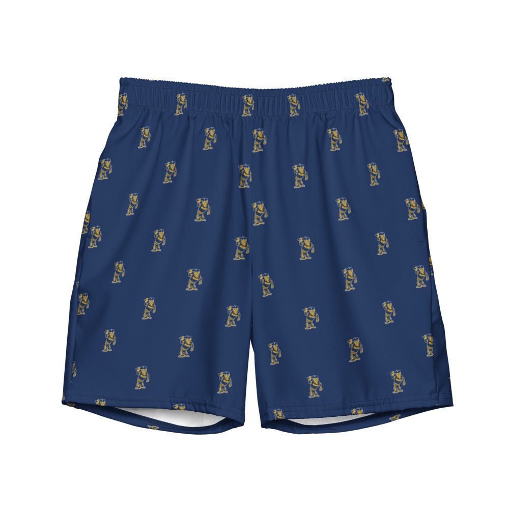 Cal Berekely Vintage Mascot Swim Trunks - 1950s Bear Club Blue Pattern Swim Trunks - Rivalry Week