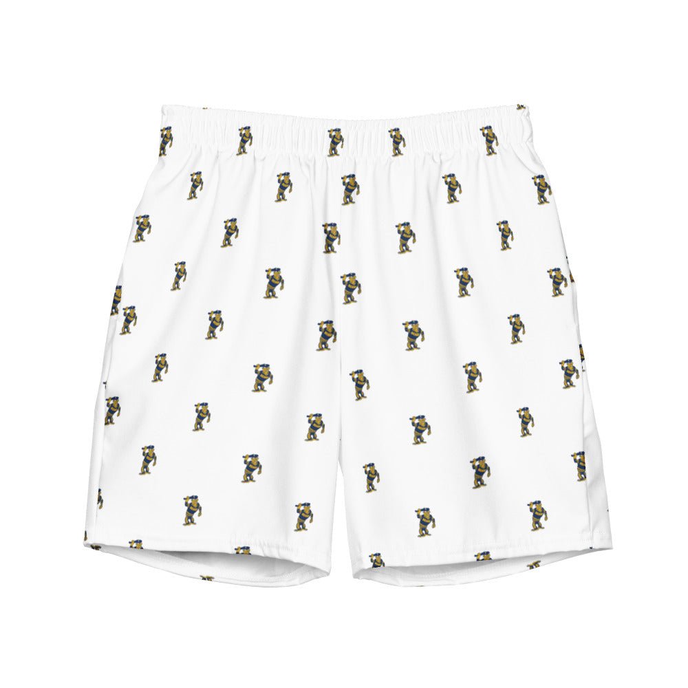 Cal Berekely Vintage Mascot Swim Trunks - 1950s Bear Club White Pattern Swim Trunks - Rivalry Week