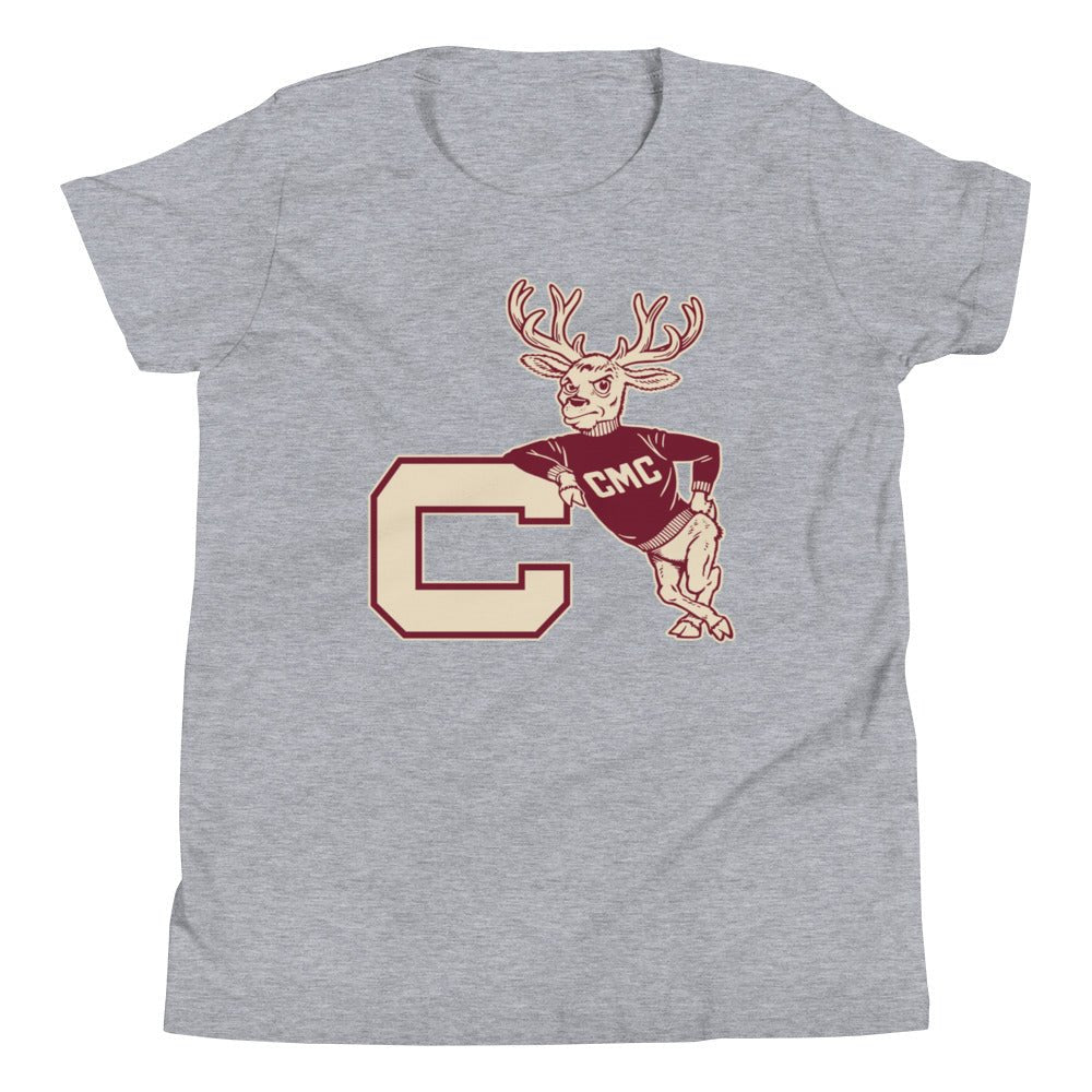 Claremont Mckenna Vintage Kids Youth Shirt - 1950s Leanin' Stag Art Youth Staple Tee - rivalryweek