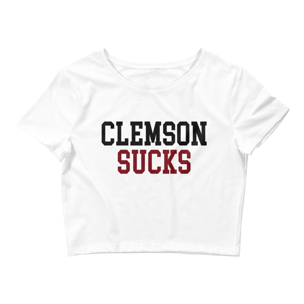 Clemson Sucks South Carolina Rivalry Crop Top White Crop Top - rivalryweek