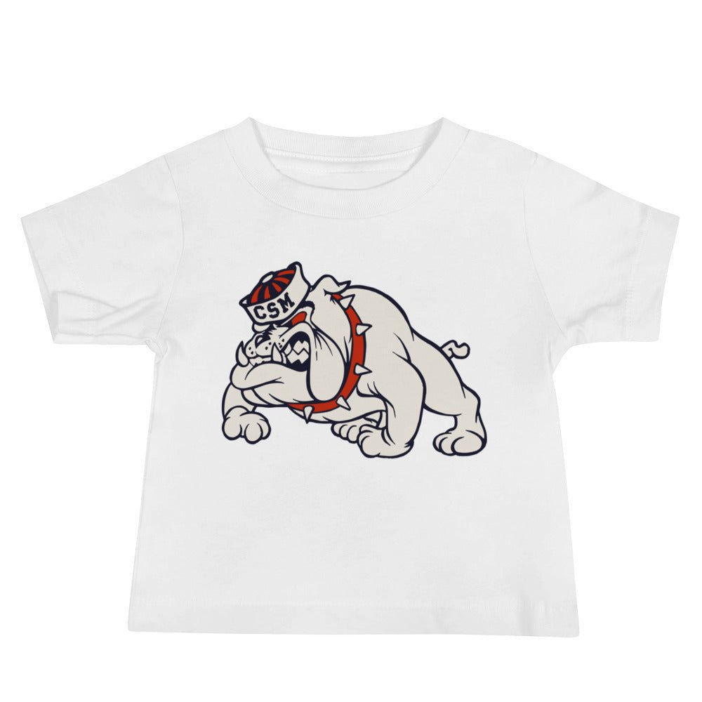 College of San Mateo Bulldog Baby T Shirt - 1950s Vintage Sailor Hat Mascot Art Baby Staple Tee - rivalryweek