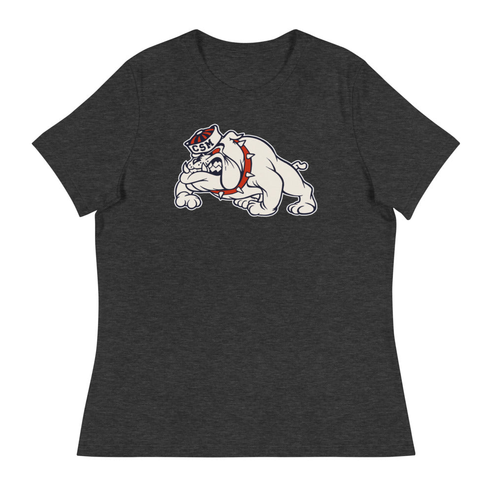 College of San Mateo Bulldog Women's Relaxed Shirt - 1950s Vintage Sailor Hat Mascot Art W Relaxed T Shirt - rivalryweek