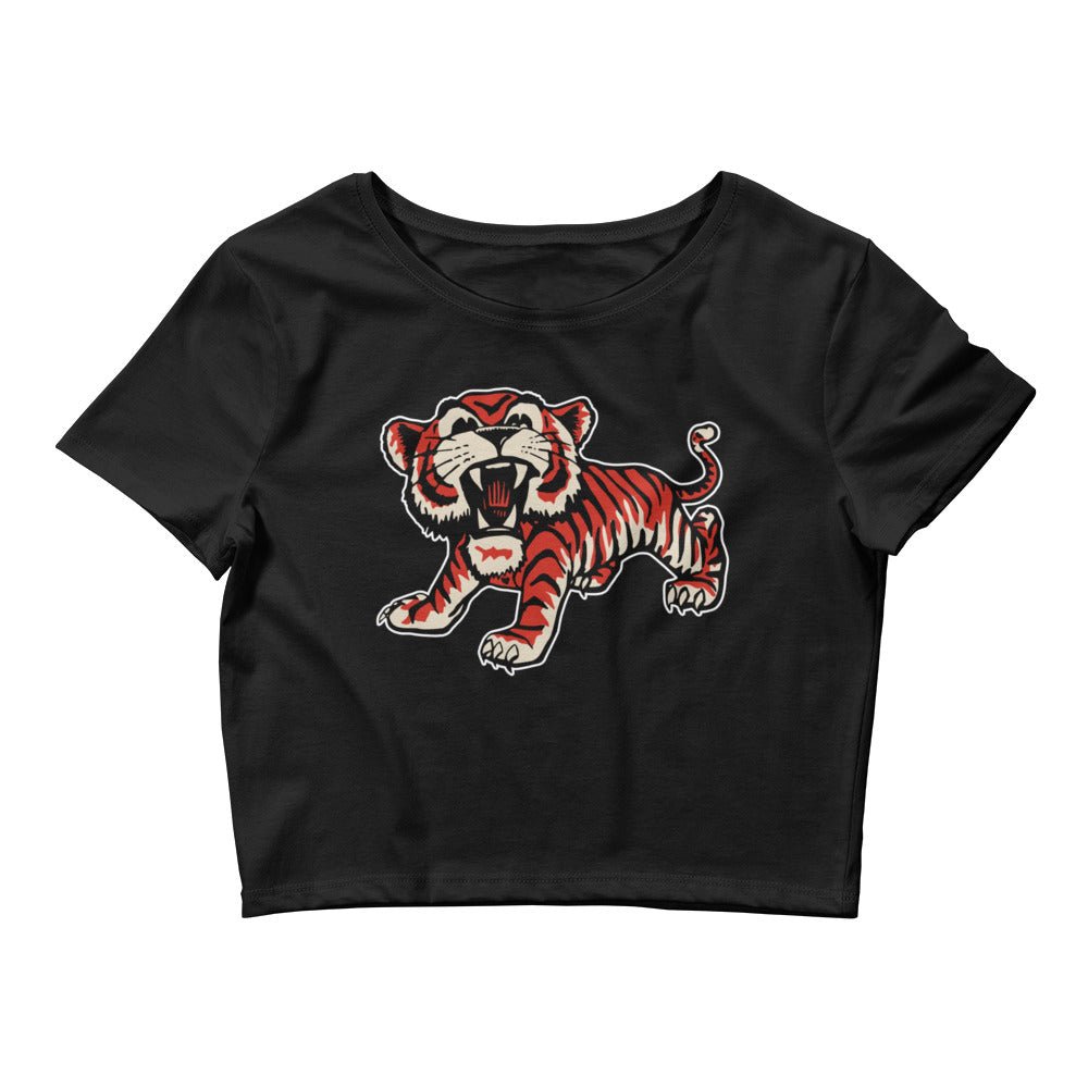 Colorado Collage Vintage Crop Top - 1950s Roaring Tiger Art Crop Top - rivalryweek