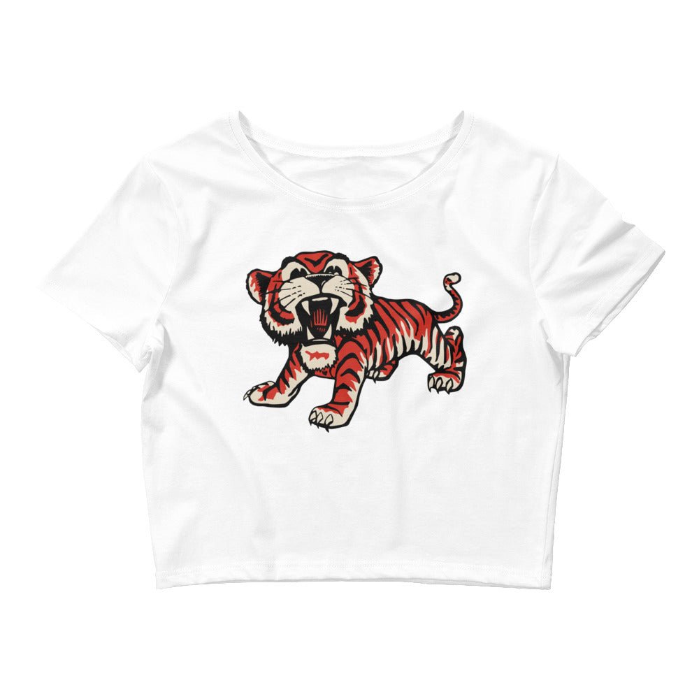 Colorado Collage Vintage Crop Top - 1950s Roaring Tiger Art Crop Top - rivalryweek