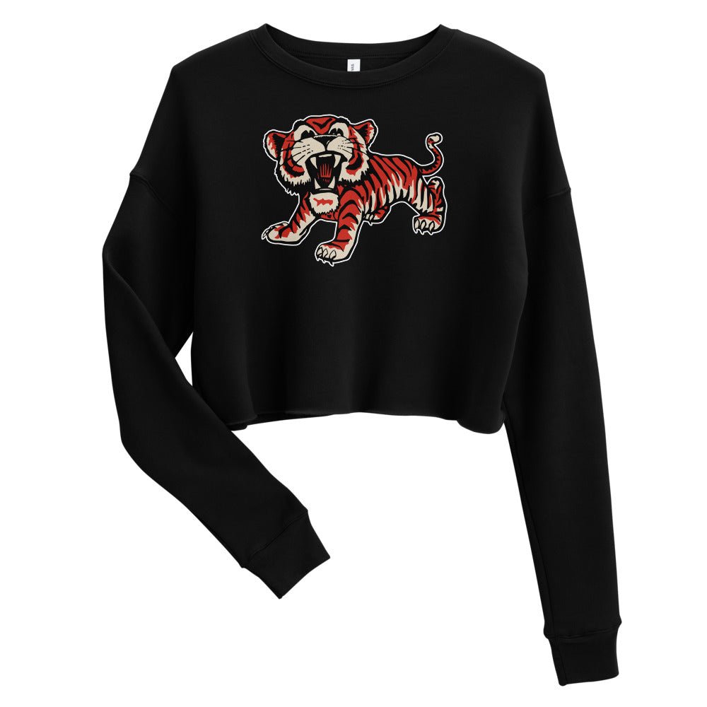 Colorado Collage Vintage Women's Cropped Sweatshirt - 1950s Roaring Tiger Art Cropped Sweatshirt - rivalryweek