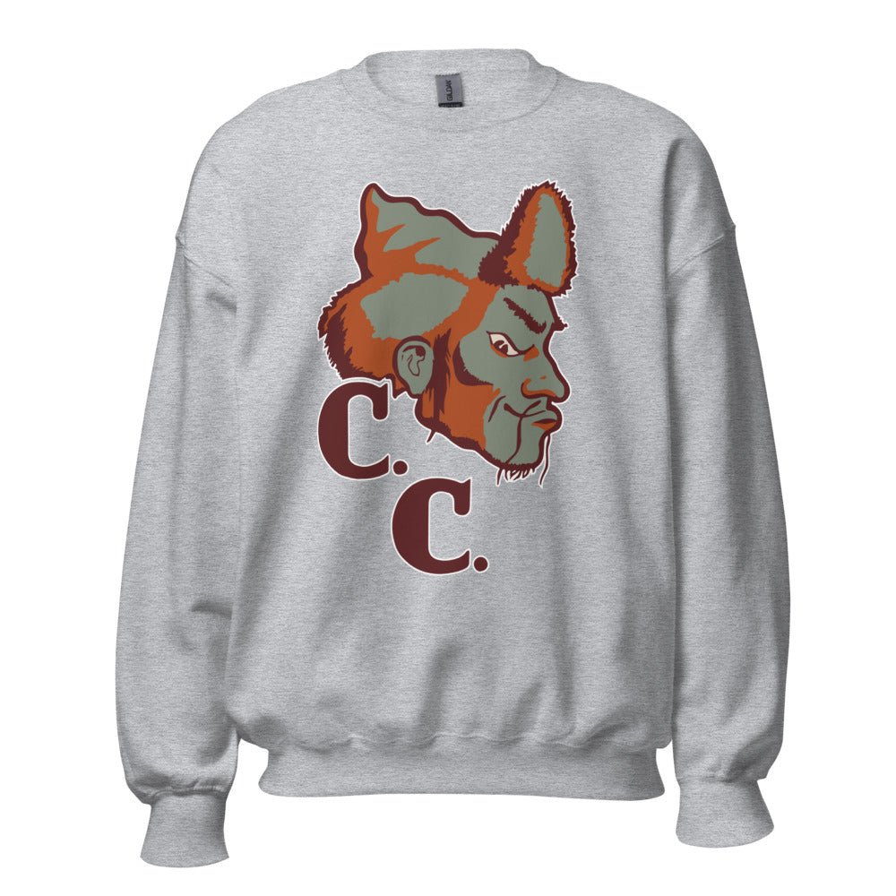 Compton College Vintage Crew Neck Sweatshirt - 1950s C.C. Tartars Art Sweatshirt - rivalryweek