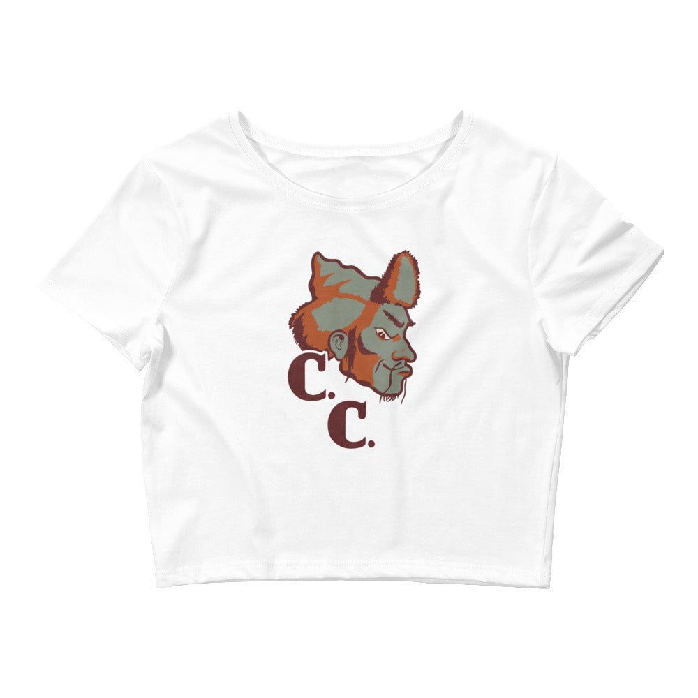 Compton College Vintage Crop Top - 1950s C.C. Tartars Art Crop Top - rivalryweek