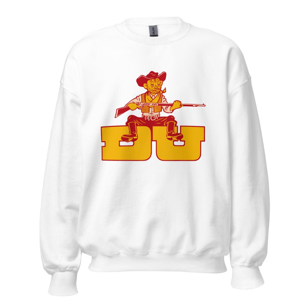 Denver University Vintage Mascot Crew Neck Sweatshirt - 1950s Tired Pioneer Art Sweatshirt - Rivalry Week