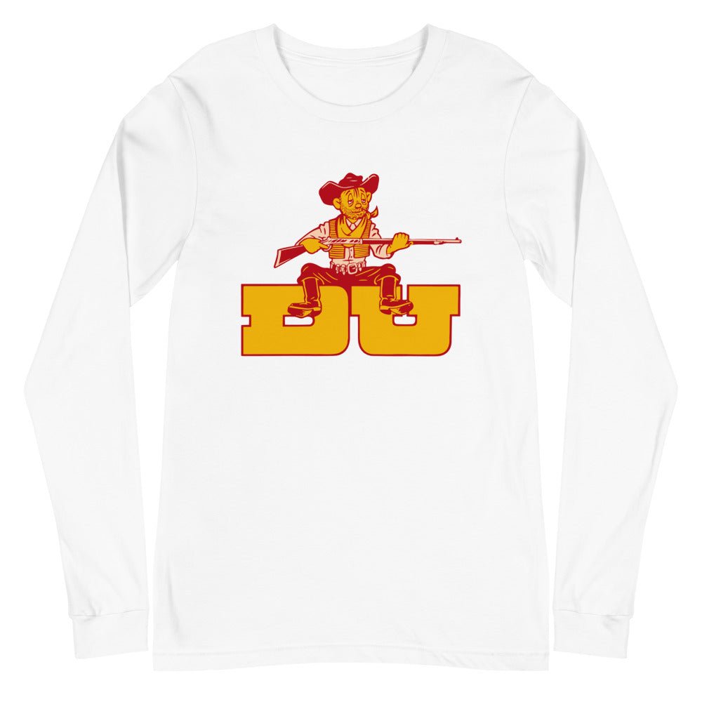 Denver University Vintage Mascot Long Sleeve Shirt - 1950s Tired Pioneer Art Long Sleeve Shirt - Rivalry Week