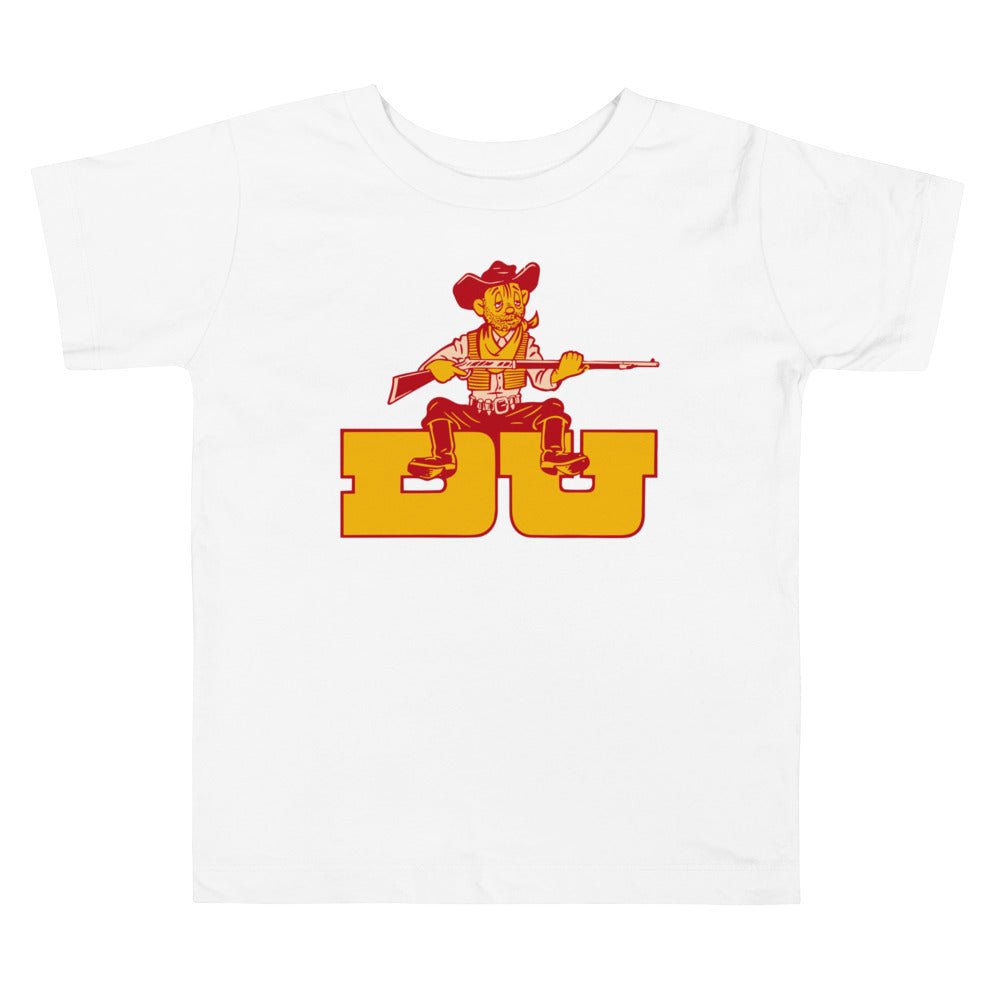 Denver University Vintage Mascot Toddler T Shirt - 1950s Tired Pioneer Art Toddler Staple Tee - Rivalry Week