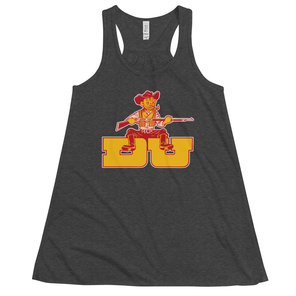 Denver University Vintage Mascot Women's Flowy Tank Top - 1950s Tired Pioneer Art W Tank Top - Rivalry Week