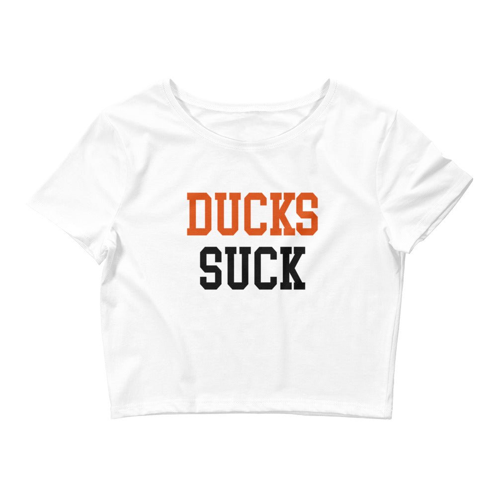 Ducks Suck Oregon State Crop Top White Crop Top - rivalryweek